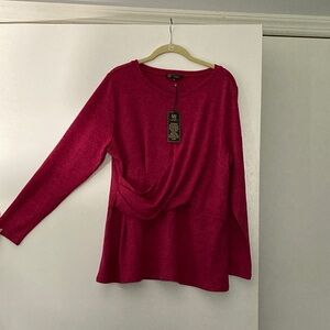 DG2 by Diane Gilman Vibrant Red Long Sleeve Top